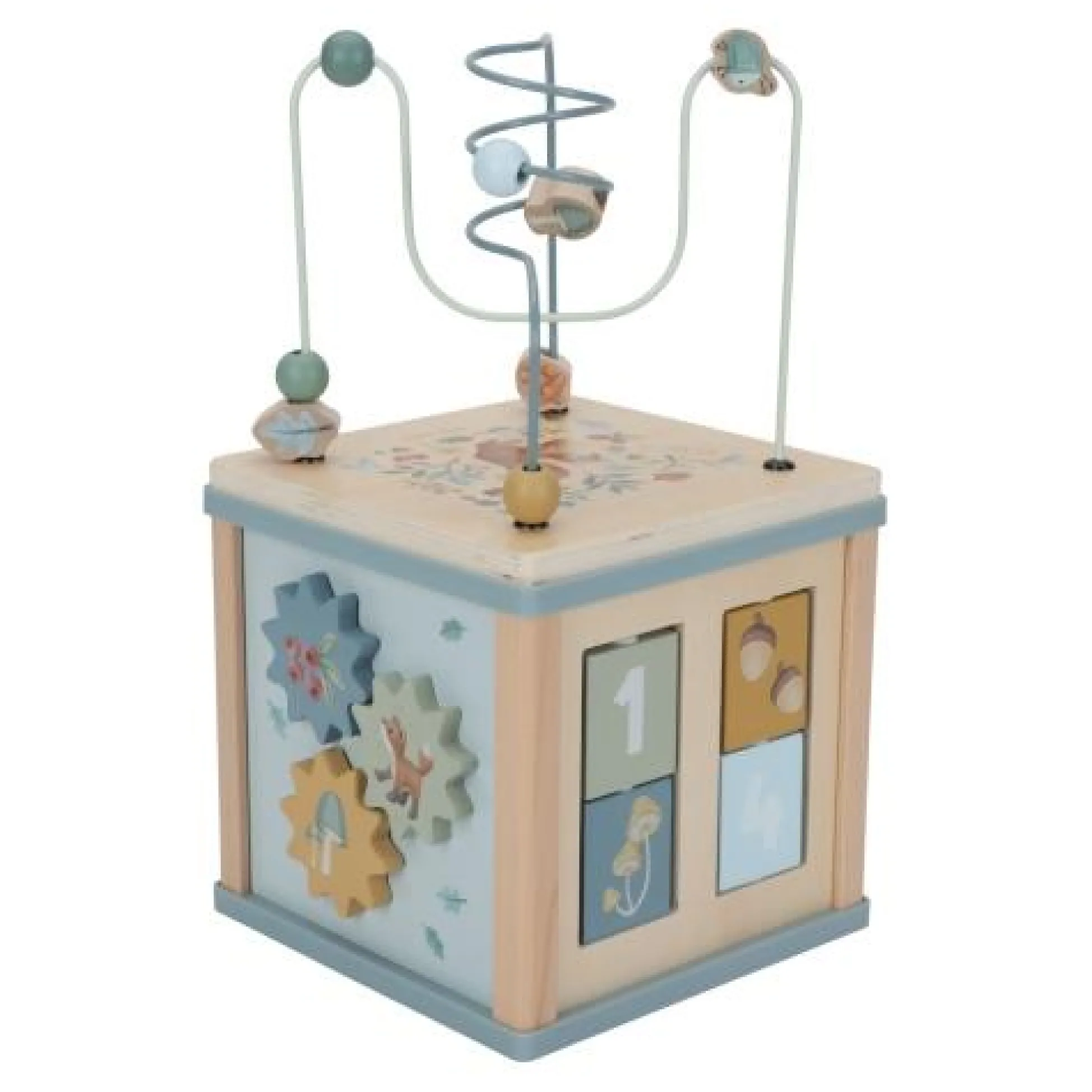 Wooden activity cube - Blue - Forest Friends