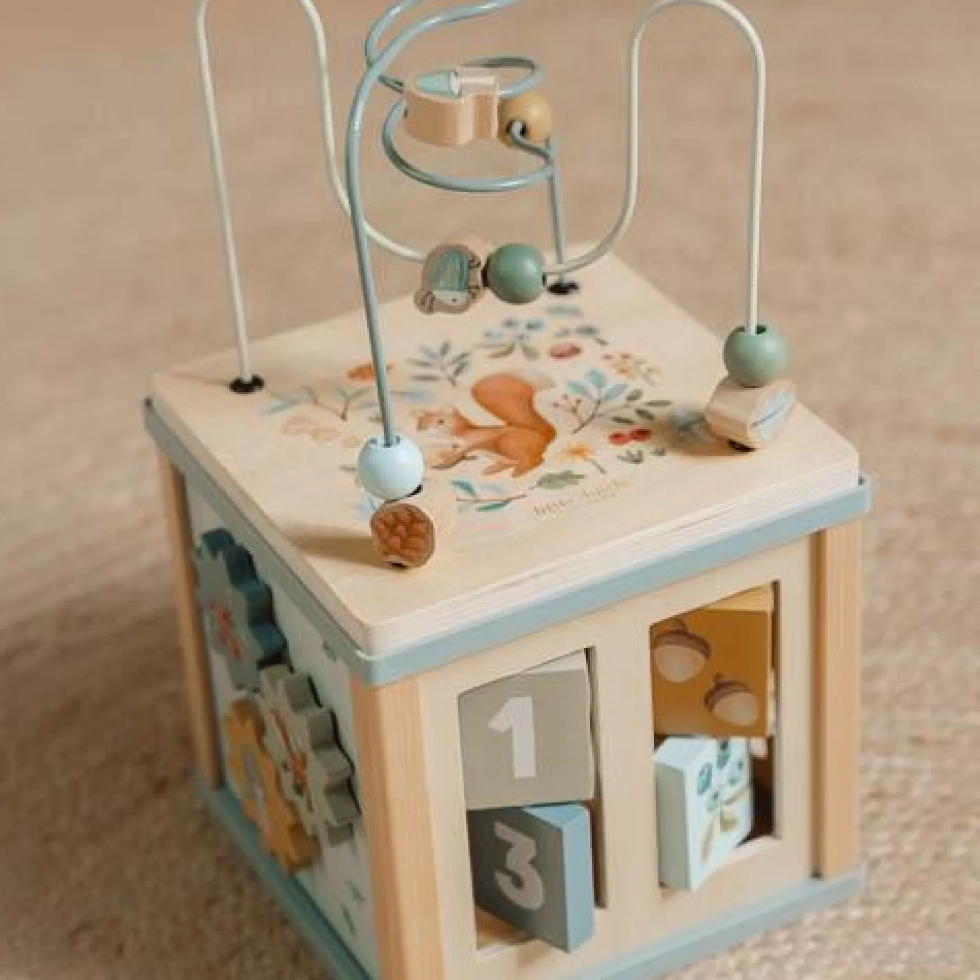 Wooden activity cube - Blue - Forest Friends
