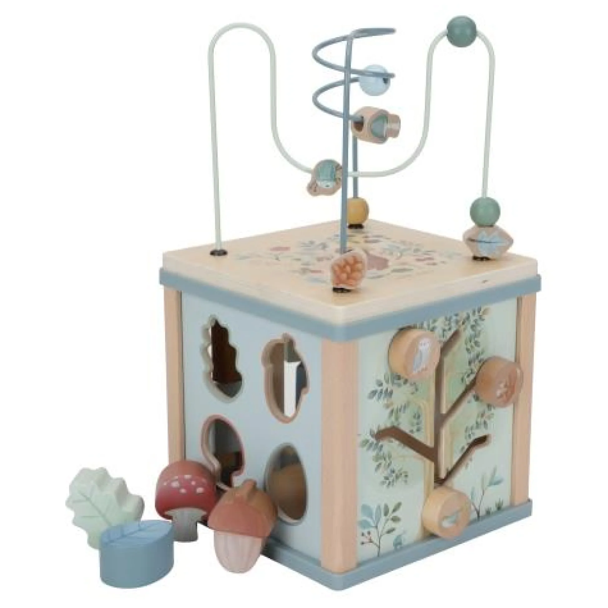 Wooden activity cube - Blue - Forest Friends