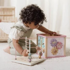 Wooden activity cube - Pink - Fairy Garden
