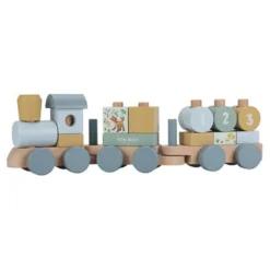 Wooden block train - Blue - Forest Friends