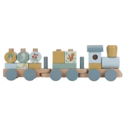 Wooden block train - Blue - Forest Friends