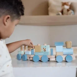 Wooden block train - Blue - Forest Friends