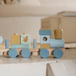Wooden block train - Blue - Forest Friends