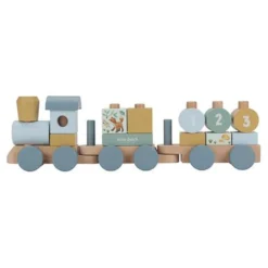 Wooden block train - Blue - Forest Friends