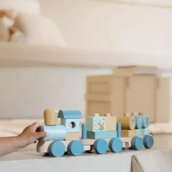 Wooden block train - Blue - Forest Friends