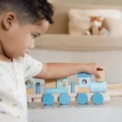 Wooden block train - Blue - Forest Friends