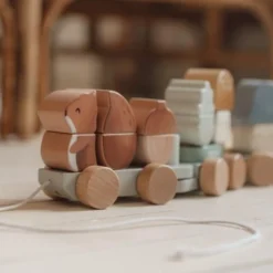 Wooden Block Train - Blue - Forest Friends
