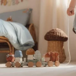 Wooden Block Train - Blue - Forest Friends