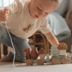 Wooden Block Train - Blue - Forest Friends