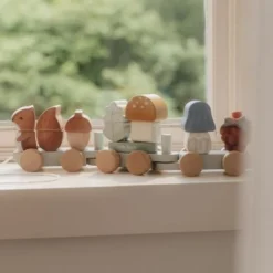 Wooden Block Train - Blue - Forest Friends