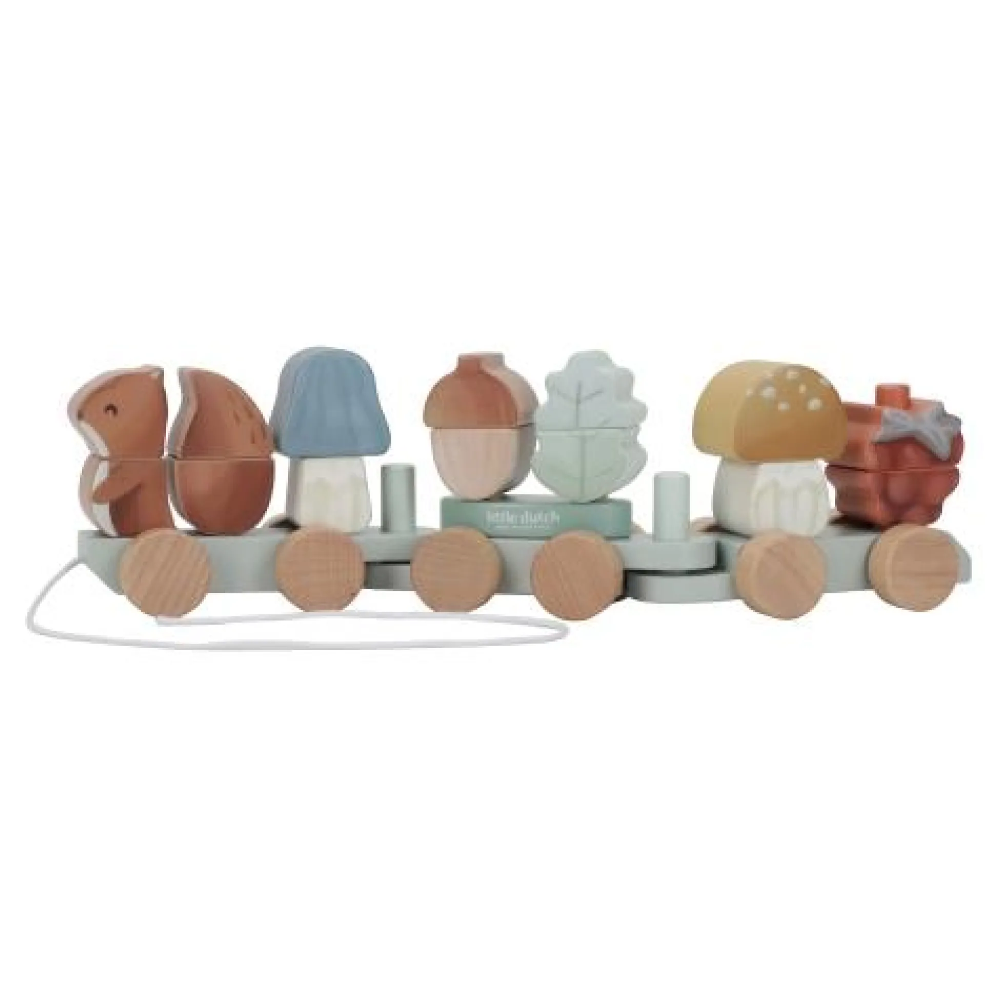Wooden Block Train - Blue - Forest Friends