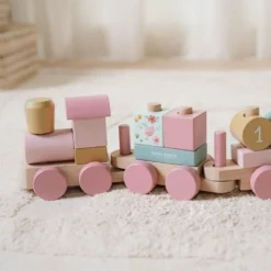 Wooden Block Train - Pink - Fairy Garden