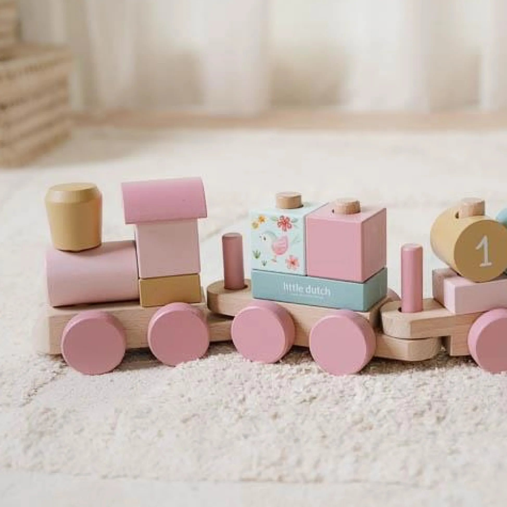 Wooden Block Train - Pink - Fairy Garden