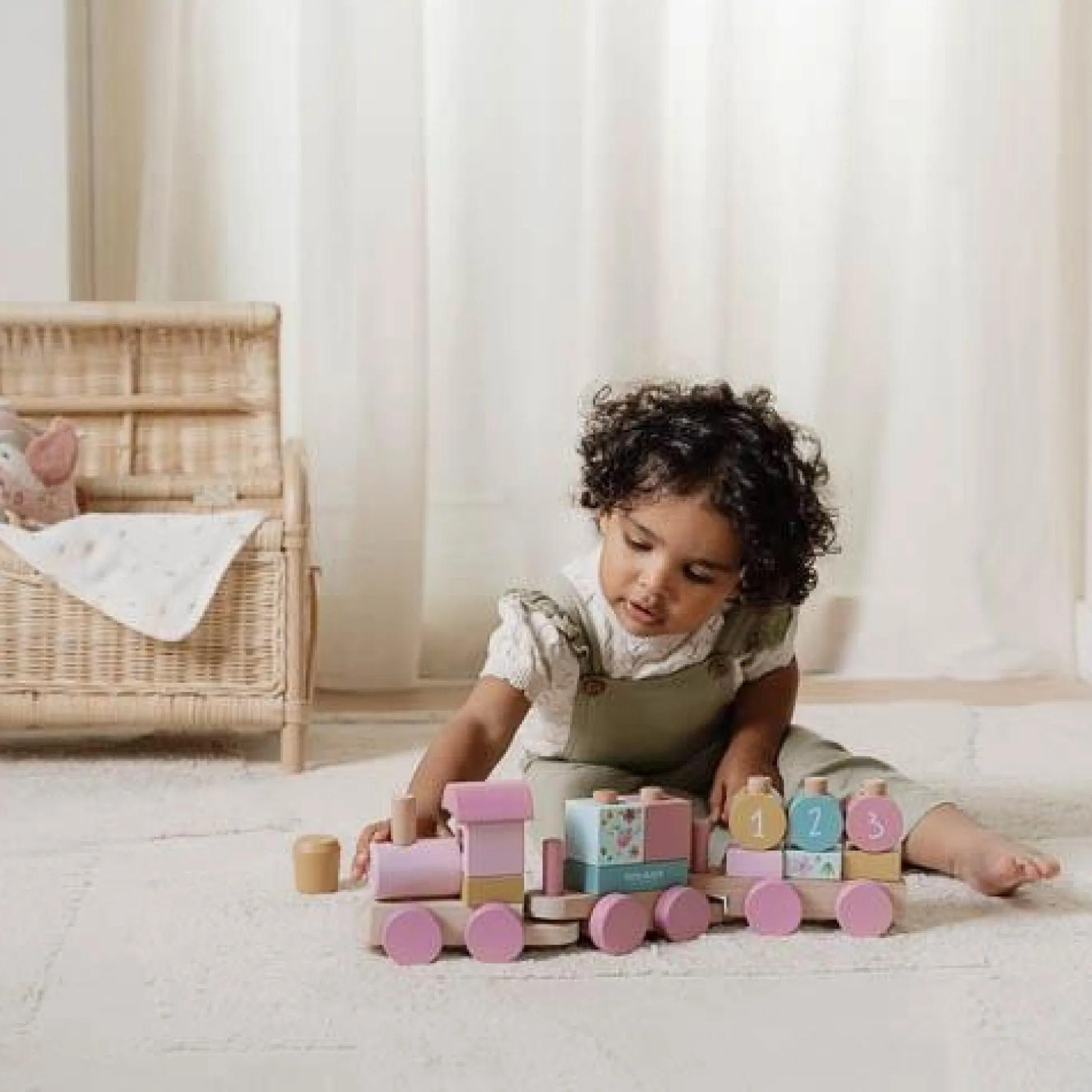 Wooden Block Train - Pink - Fairy Garden