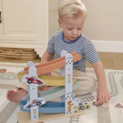 Wooden car track - Blue