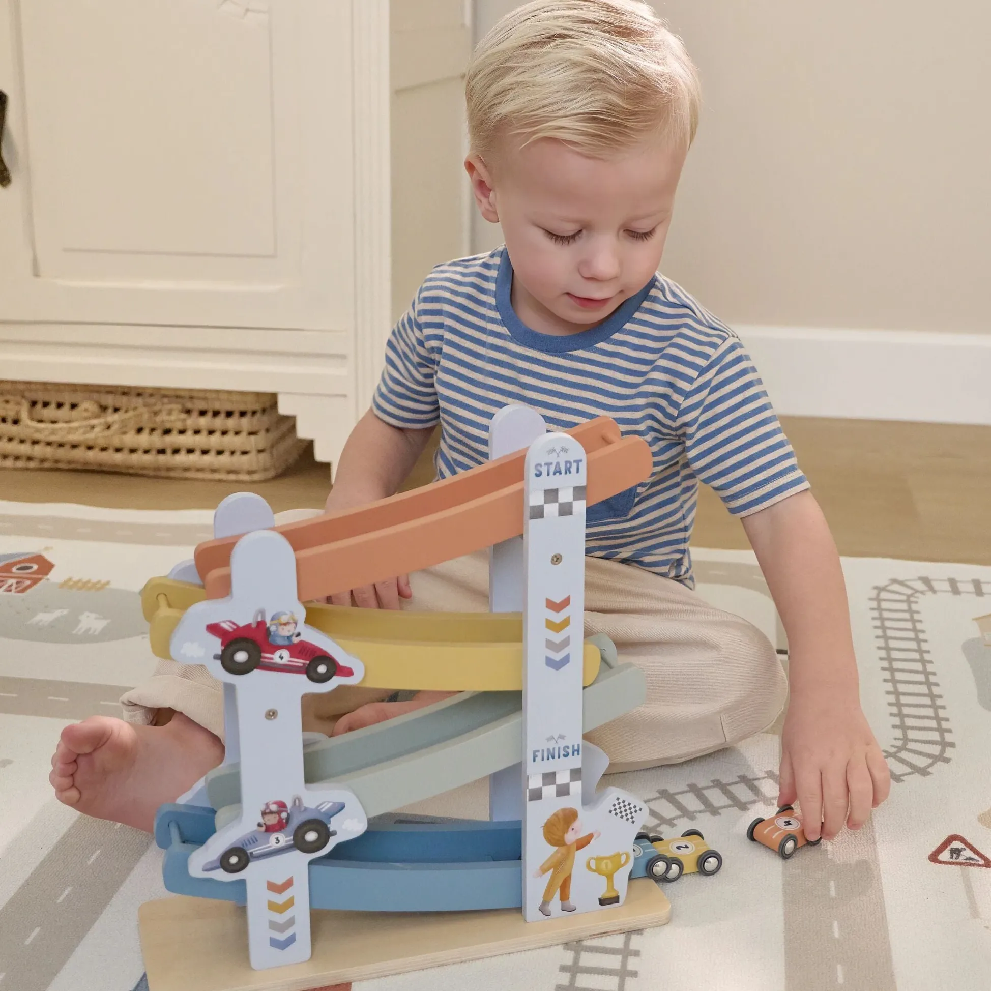 Wooden car track - Blue