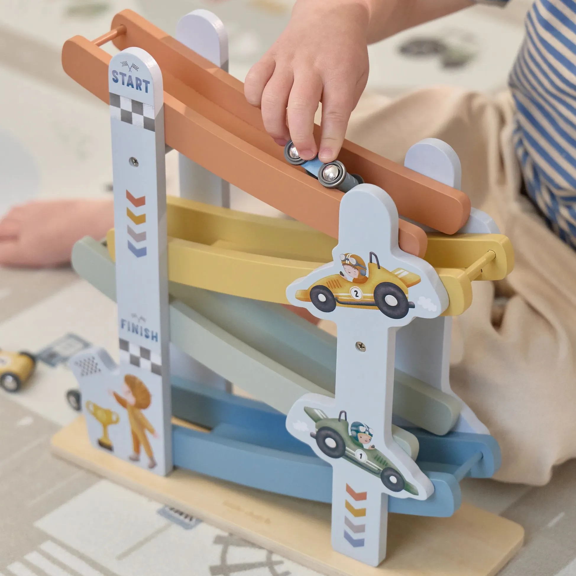 Wooden car track - Blue