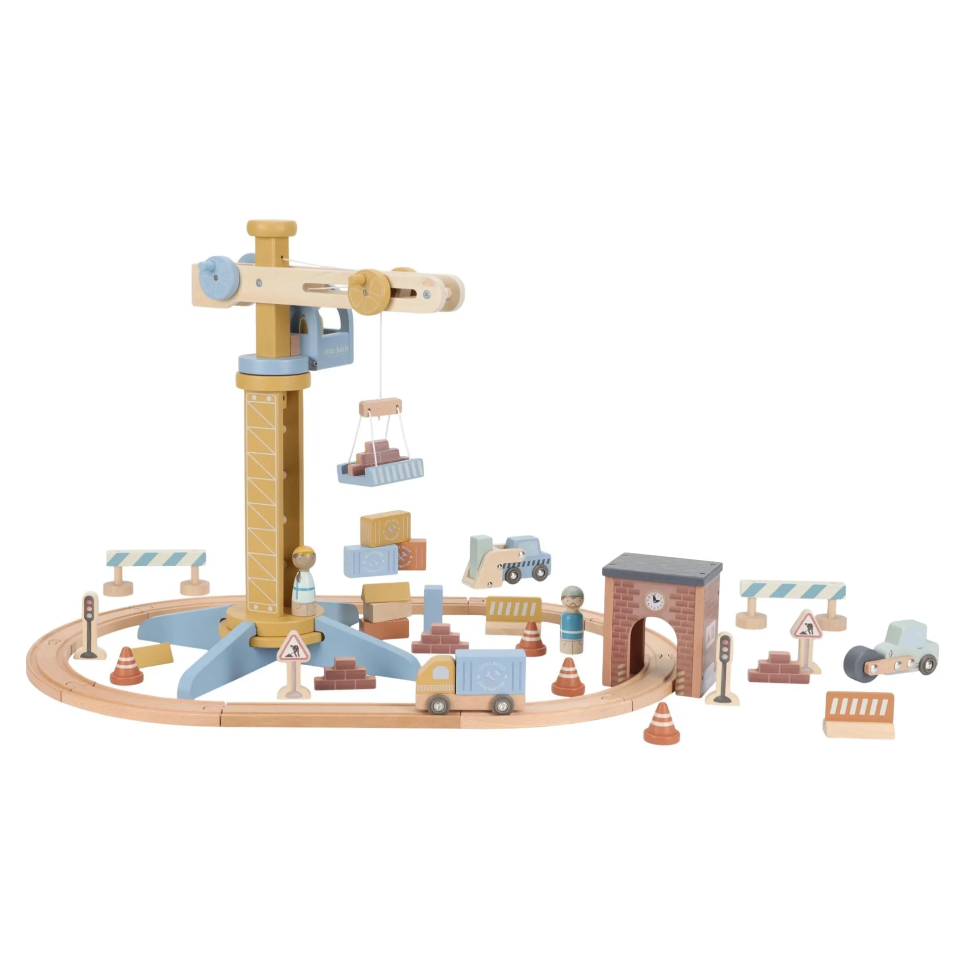 Wooden crane – Multicolored – Train track