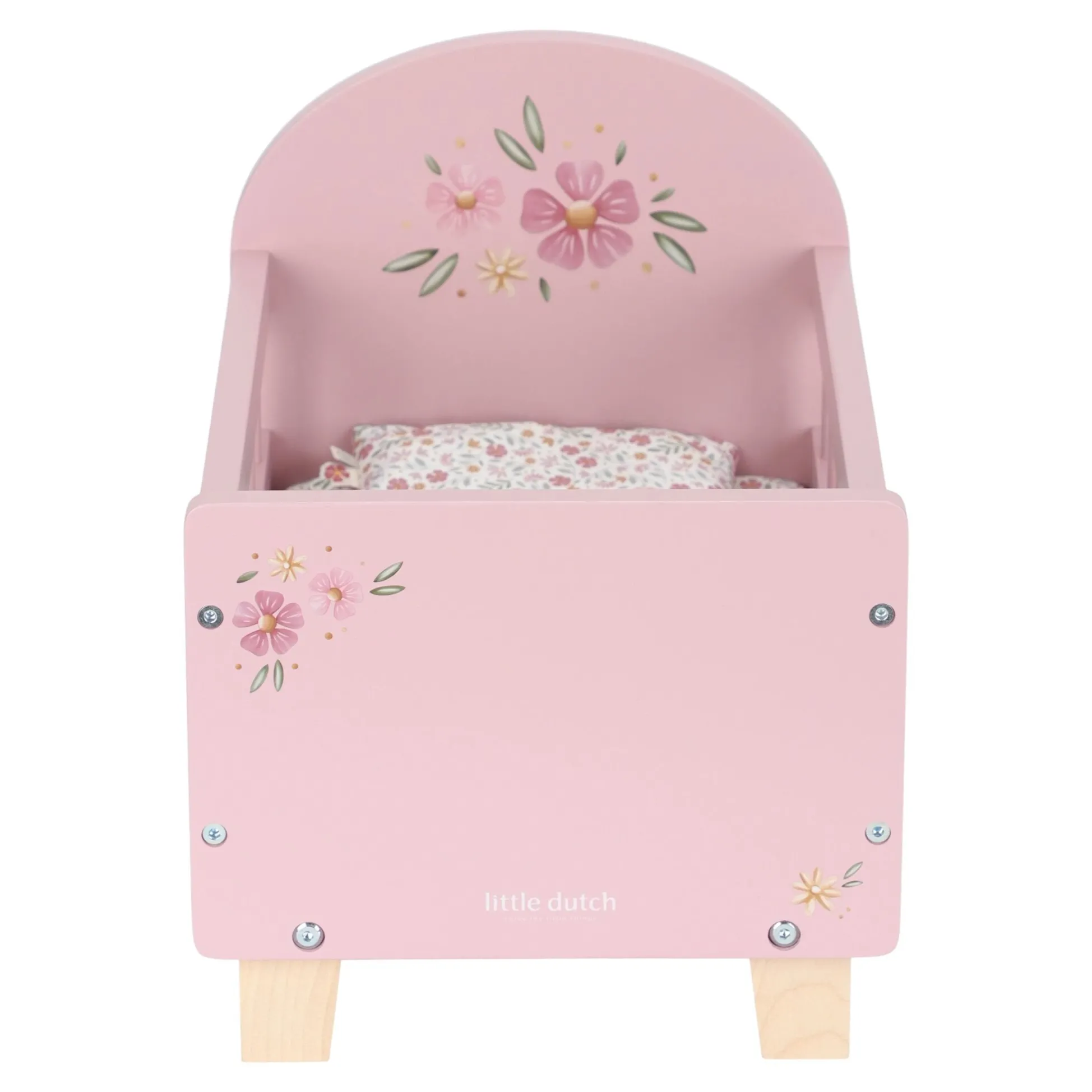 Wooden doll bed - Pink - Essentials