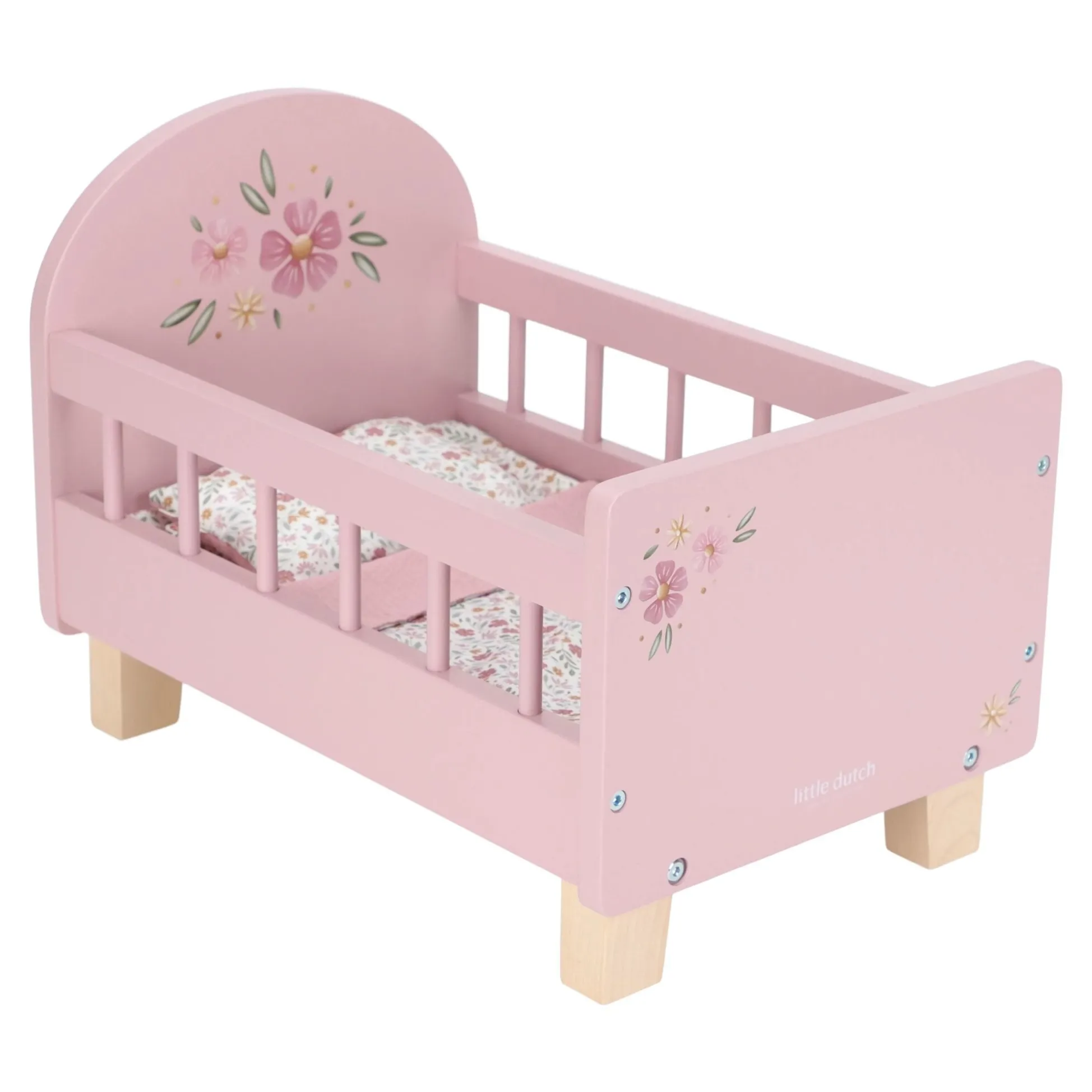 Wooden doll bed - Pink - Essentials