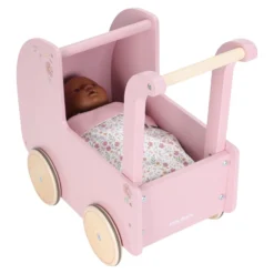 Wooden doll stroller - Pink - Essentials