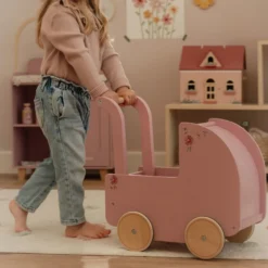Wooden doll stroller - Pink - Essentials