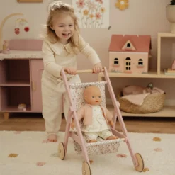 Wooden doll stroller - Pink - Essentials
