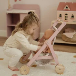 Wooden doll stroller - Pink - Essentials
