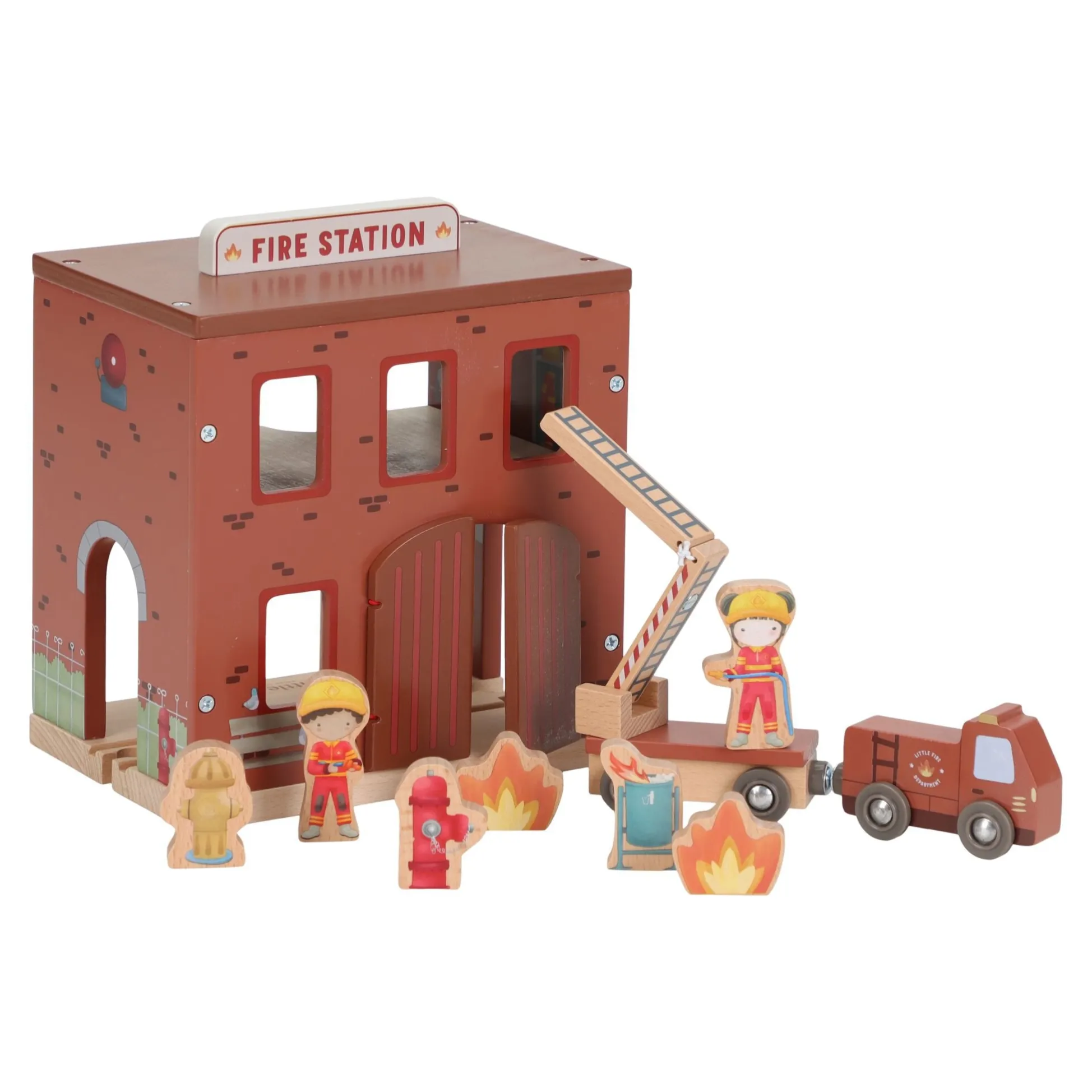 Wooden fire station – Red – Essentials
