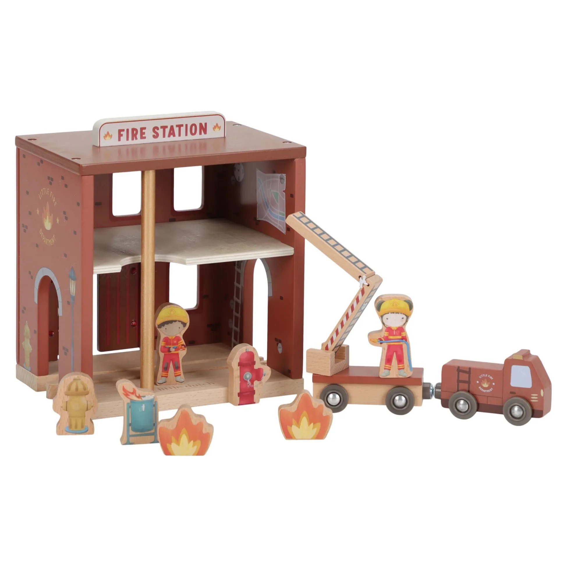 Wooden fire station – Red – Essentials