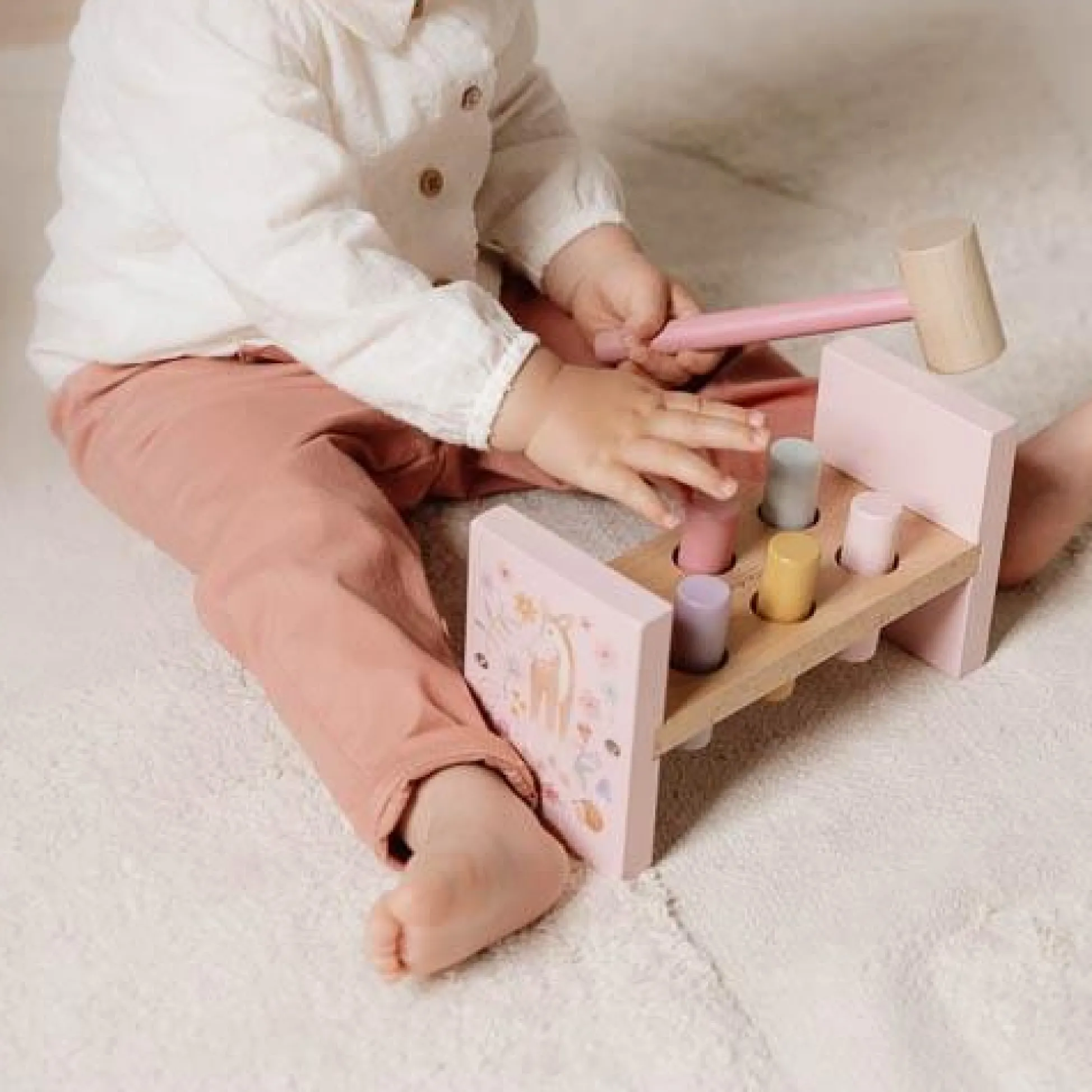 Wooden Hammer Bench - Pink - Fairy Garden