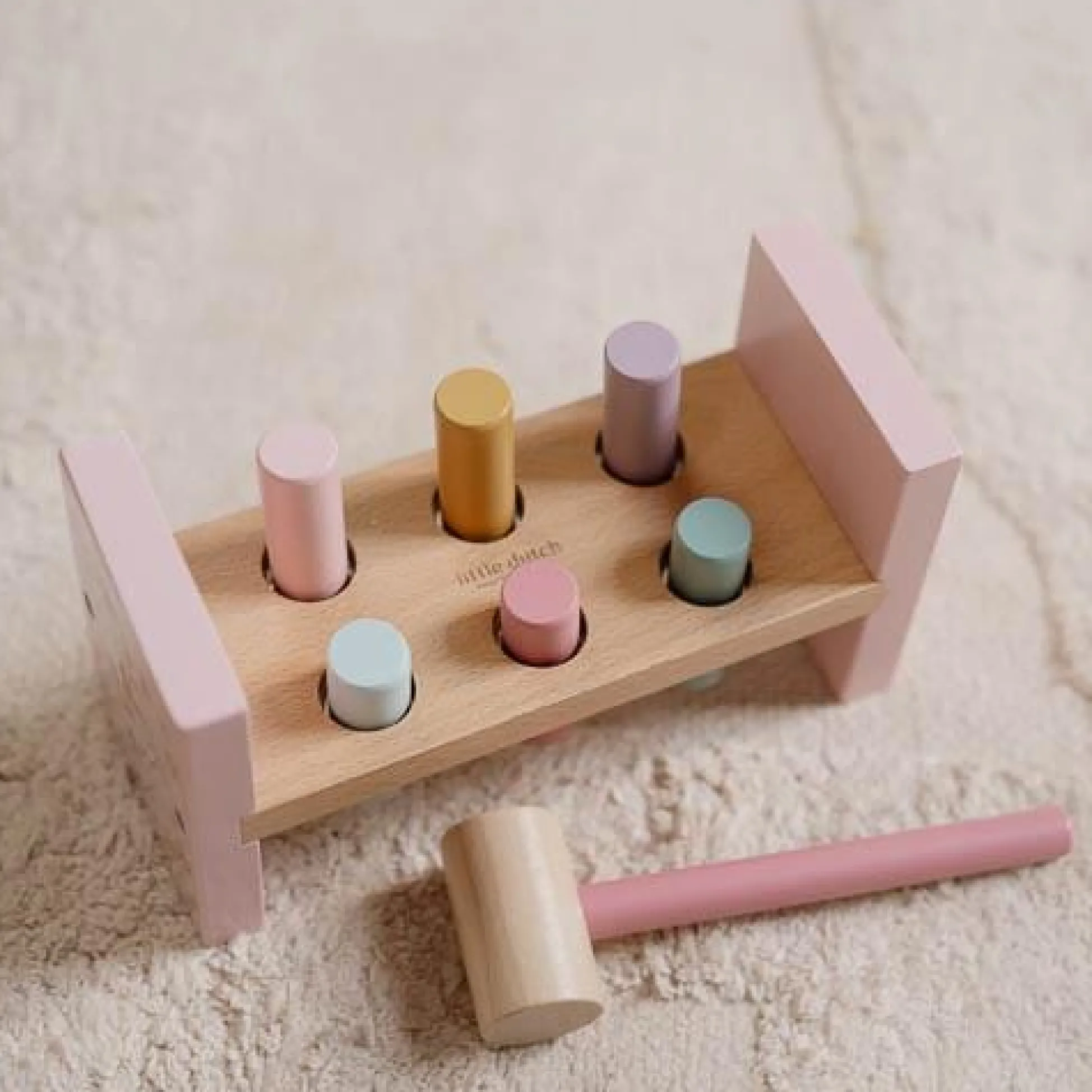Wooden Hammer Bench - Pink - Fairy Garden