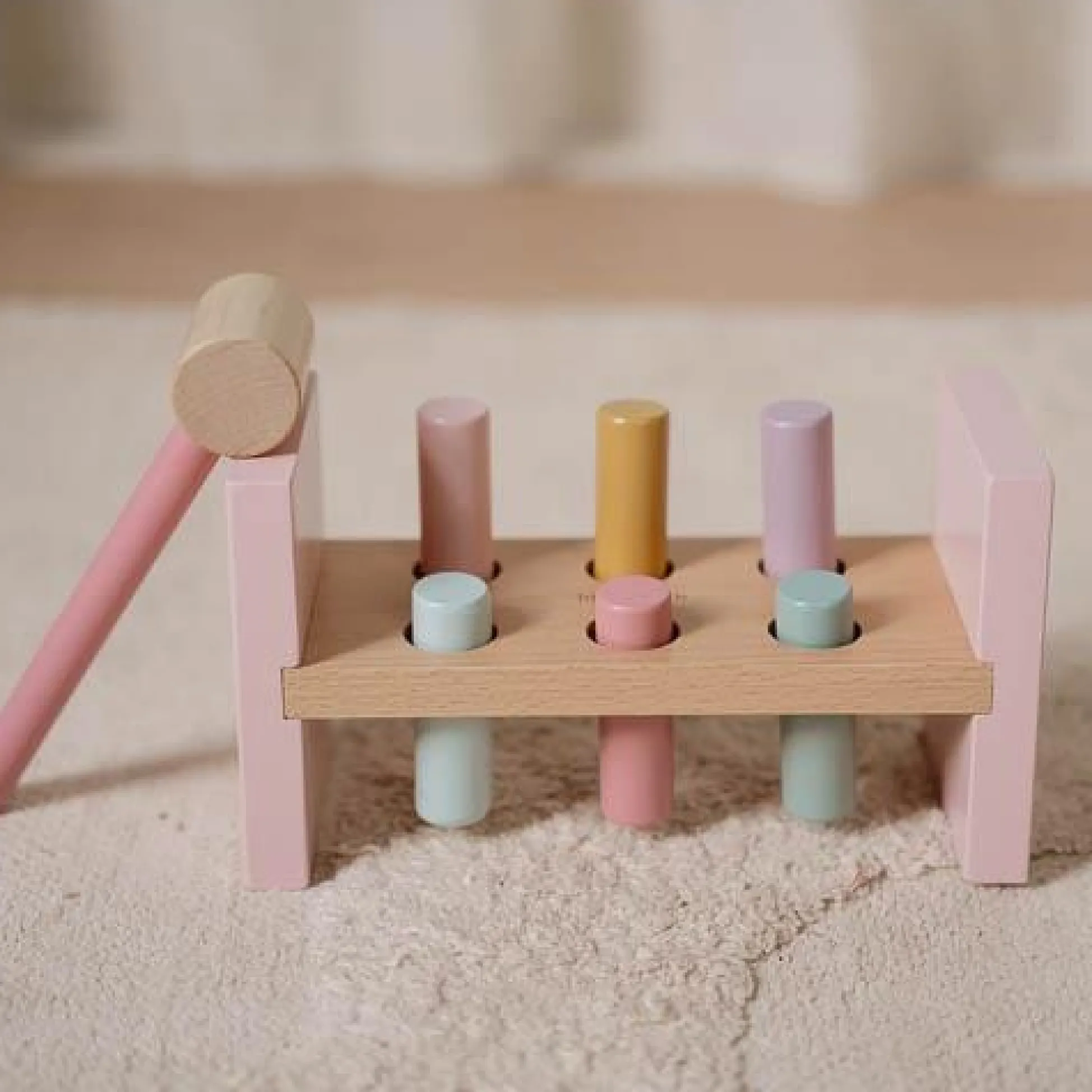 Wooden Hammer Bench - Pink - Fairy Garden