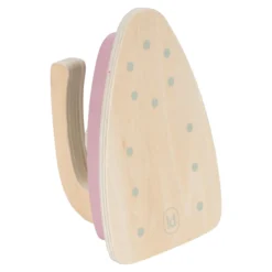 Wooden ironing board with iron