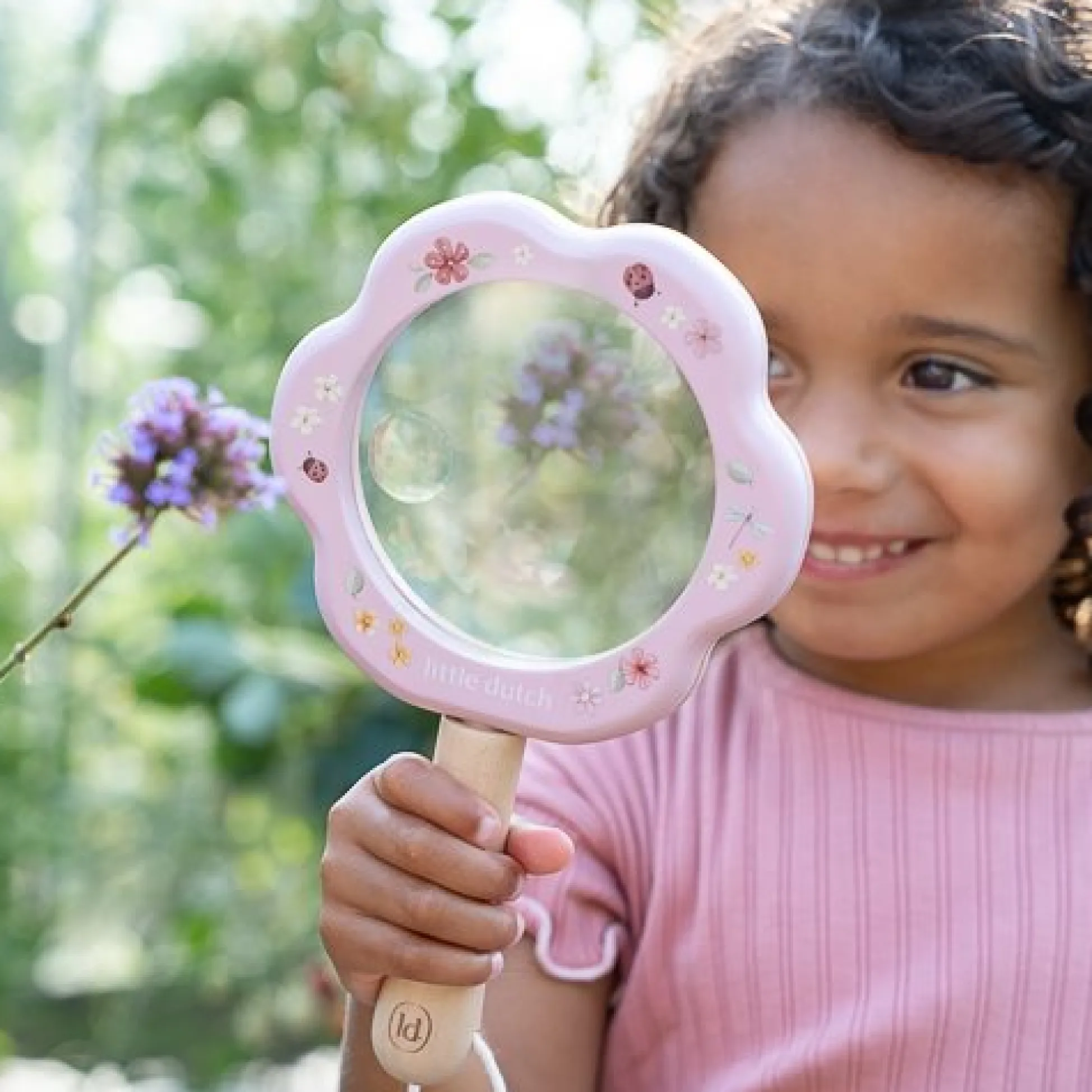 Wooden Magnifying Glass - Pink - Fairy Garden