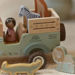 Wooden safari car with animals - Green