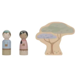 Wooden safari car with animals - Green