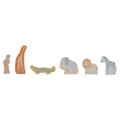Wooden safari car with animals - Green