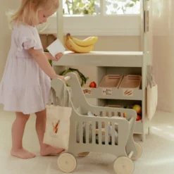 Wooden shopping cart – Green – Essentials