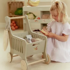 Wooden shopping cart – Green – Essentials