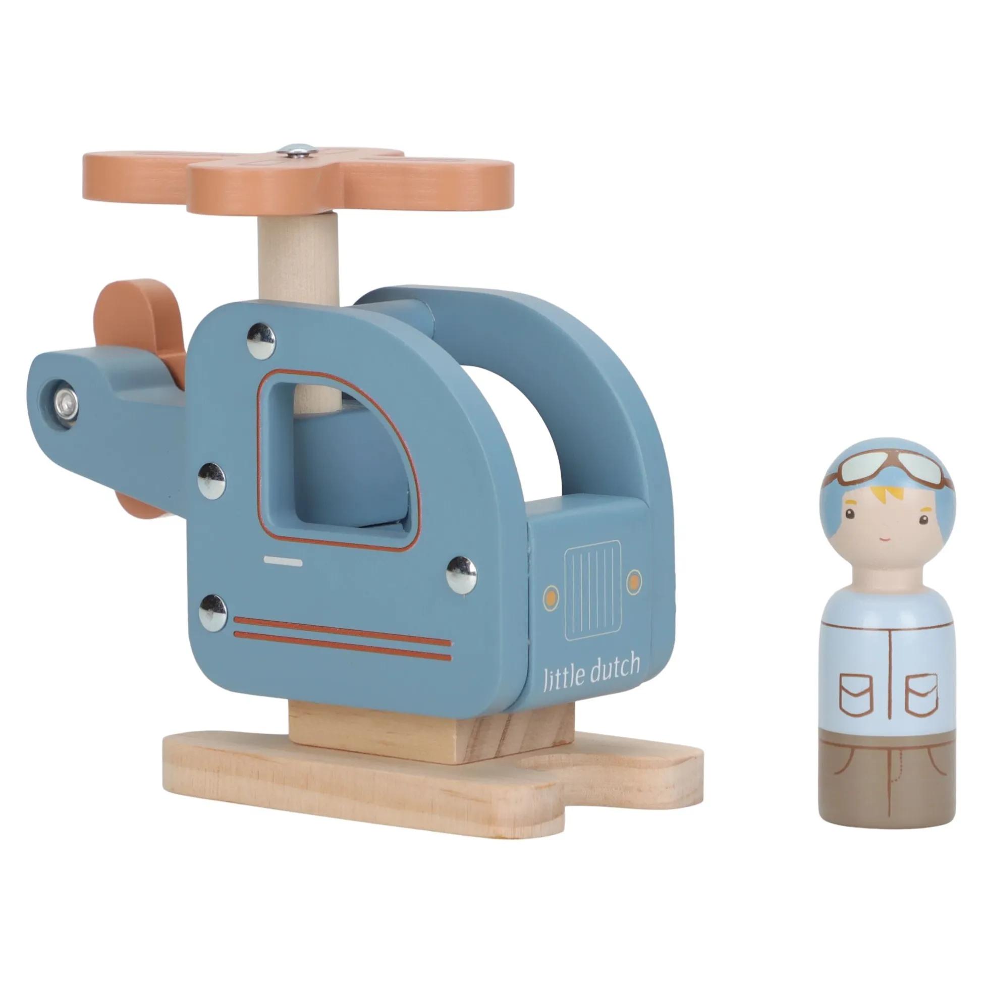 Wooden toy helicopter - Blue