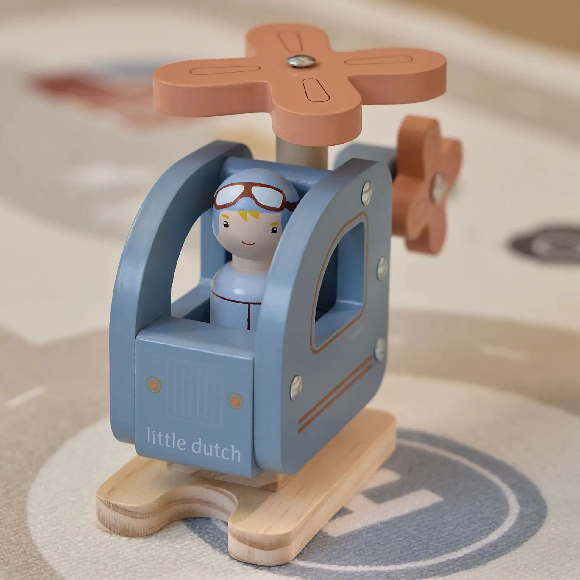 Wooden toy helicopter - Blue