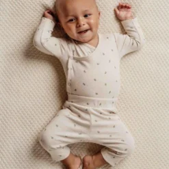 Wrap-around long sleeve romper - Sand - Little Farm