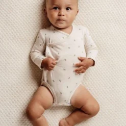 Wrap-around long sleeve romper - Sand - Little Farm