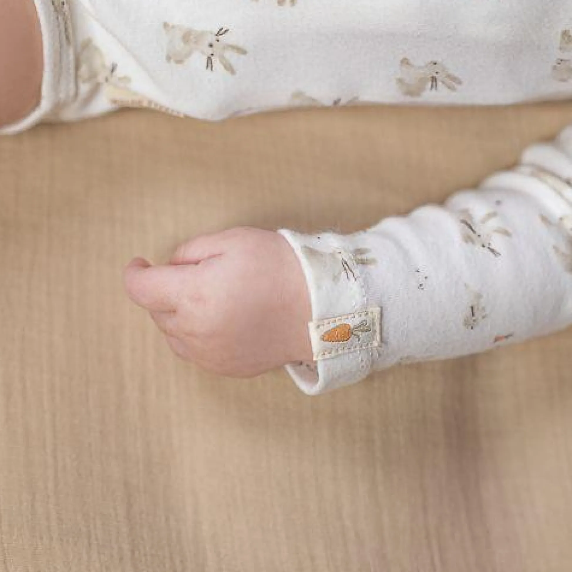 Wrap-over long sleeve romper - White - Newborn Naturals - Baby Bunny