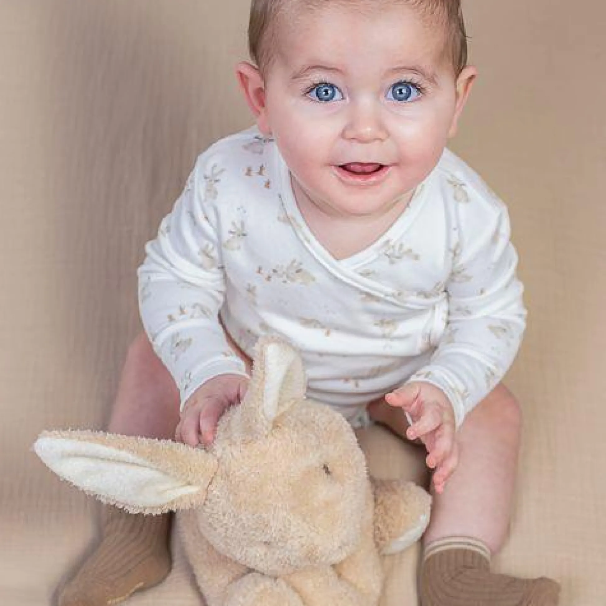 Wrap-over long sleeve romper - White - Newborn Naturals - Baby Bunny