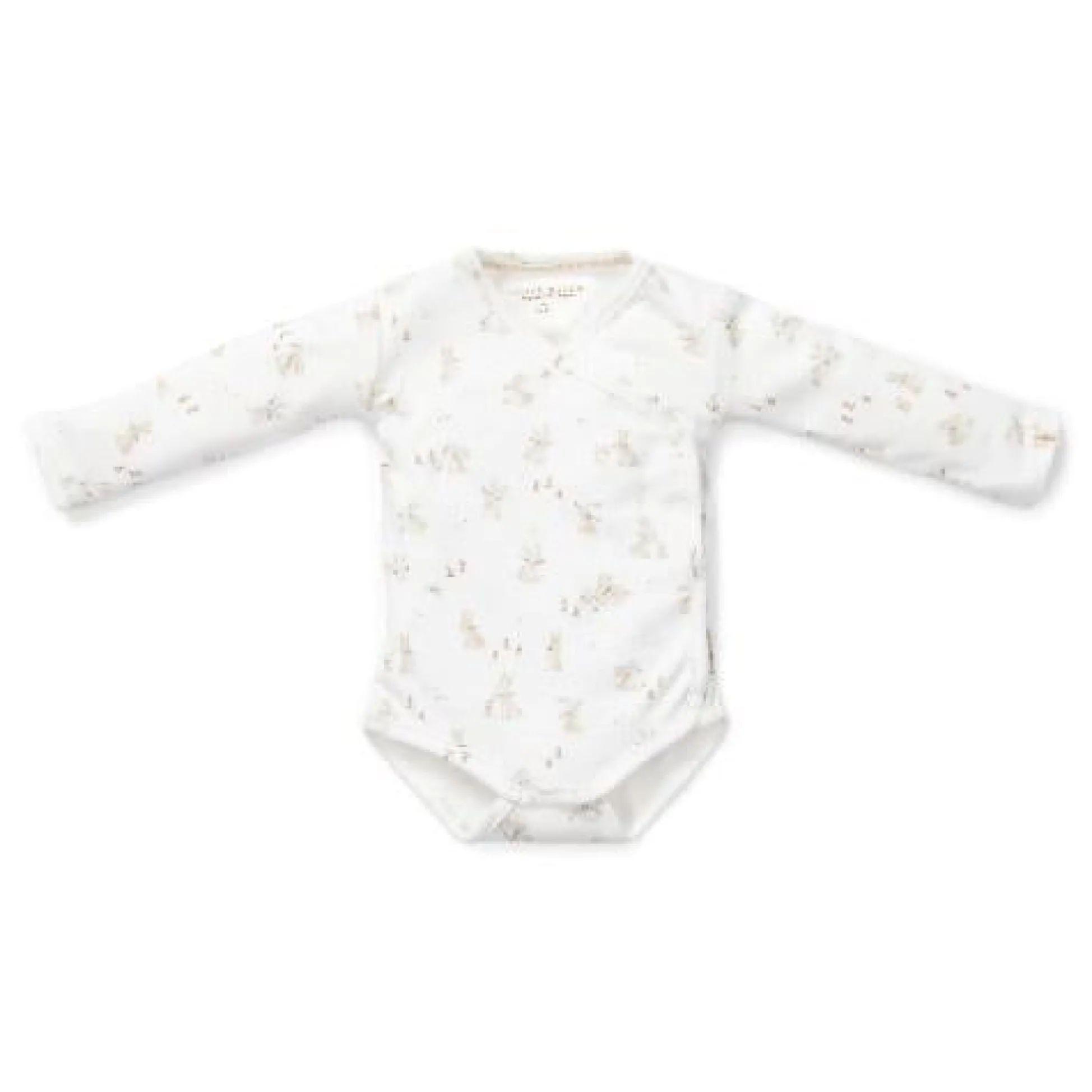 Wrap-over long sleeve romper - White - Newborn Naturals - Baby Bunny